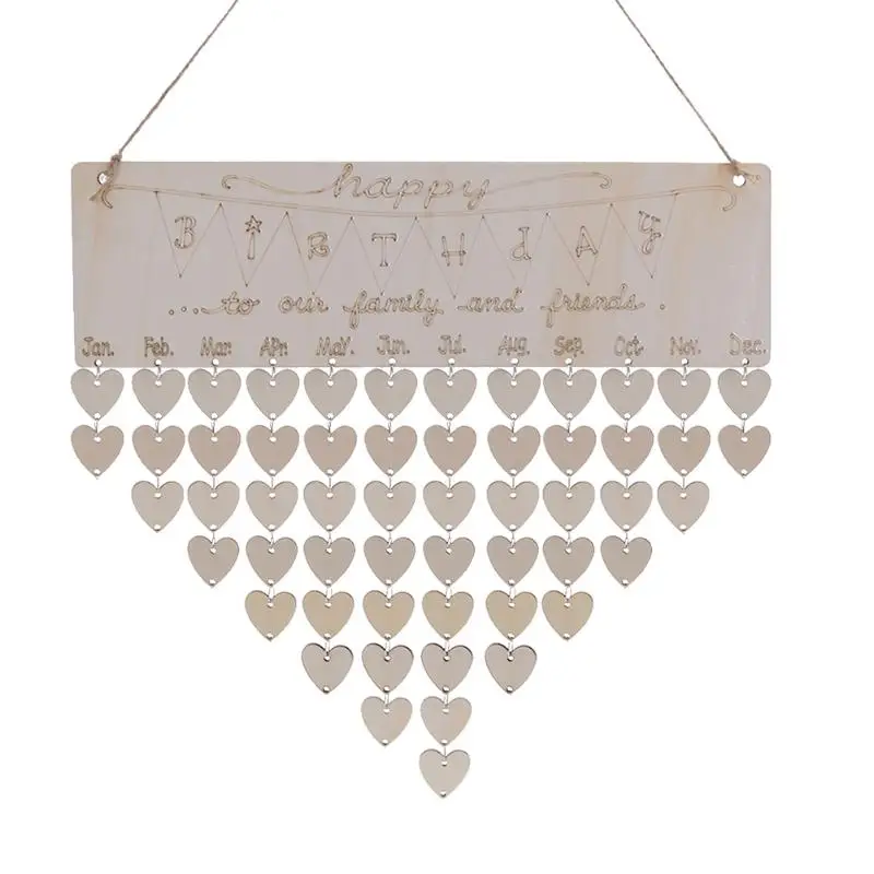VODOOL Wall Calendar Cute DIY Happy Birthday Theme Calendar Wooden Board Family Special Dates Planner Sign Hanging Decor Gift VODOOL Wall Calendar Cute DIY Happy Birthday Theme Calendar Wooden Board Family Special Dates Planner Sign Hanging Decor Gift