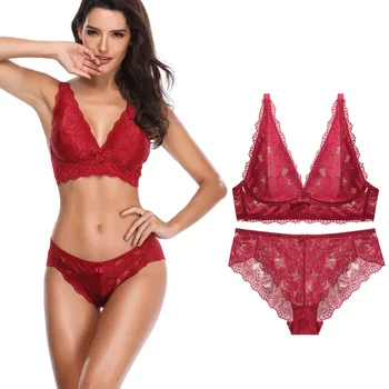 

Young Girl Seamless Vest Bra Set Sexy Embroidery Lace Edge Lingeries Breathless Underwear Set Women Lingerie Set Plus Size