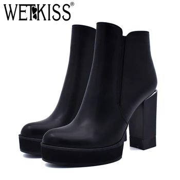 

WETKISS 2018 Latest Woman Ankle Boot High Heels Shoes Fashion 2018 Latest Women Platform Booties Lady High Quality Footwear