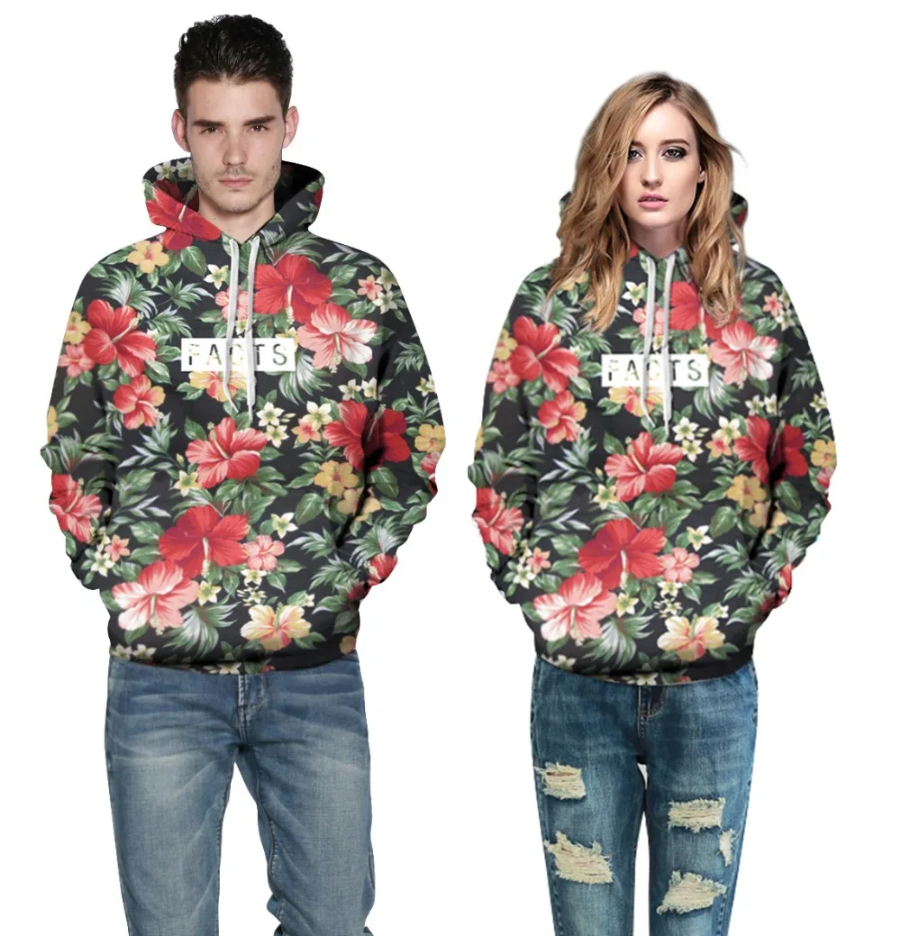Inverno Uomo Floreale Stampa Pullover Felpa con cappuccio Felpe Outwear Tops