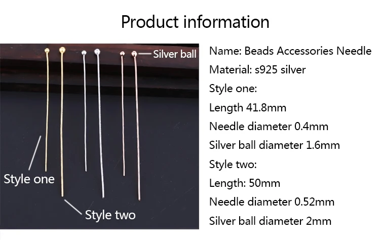 6 шт. 925 пробы серебряные ювелирные изделия иглы DIY аксессуары круглая игла носить бисером Серебряная игла ручной работы жемчуг Серебряная игла