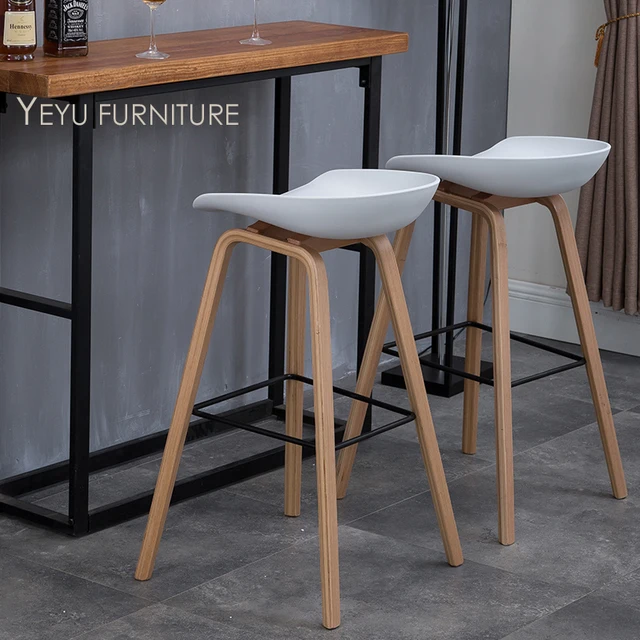 Modern Design Solid Wood Pp Plastic Counter Stool Northern Wind Modern Design Solid Wood Pp Plastic Counter Stool Northern Wind Fashion Creative Bar Chair Por Furniture 2pc