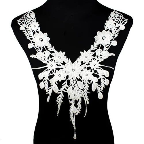 Lace Garment Accessories Lace Accessories Lace Sewing Accessories Clothing Accessories White Embroidery Collar Venise Sequin Floral Embroidered Applique Lace Neckline Collar Garment Accessories Scrapbooking