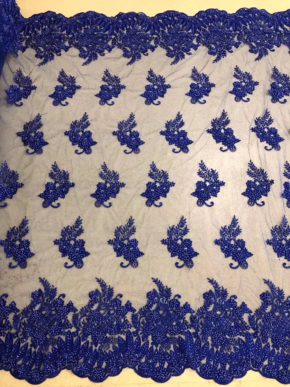 Latest Royal Blue handwork lace very Heavy African french lace wedding tulle fabric for big occasions 15 Yards/lot DG304