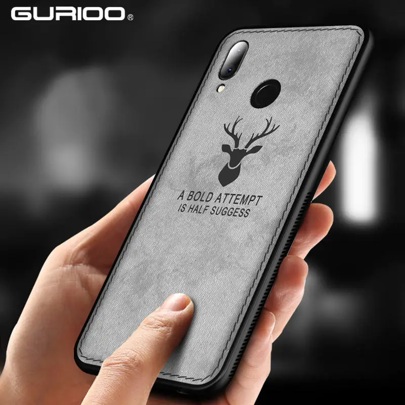 Gurioo Ultra Slim Embossed Soft Deer Cloth Phone Case For Huawei Honor Play 8 V9 9 9i 10 V10 Lite Retro Light Skin Fabric Cover | Мобильные