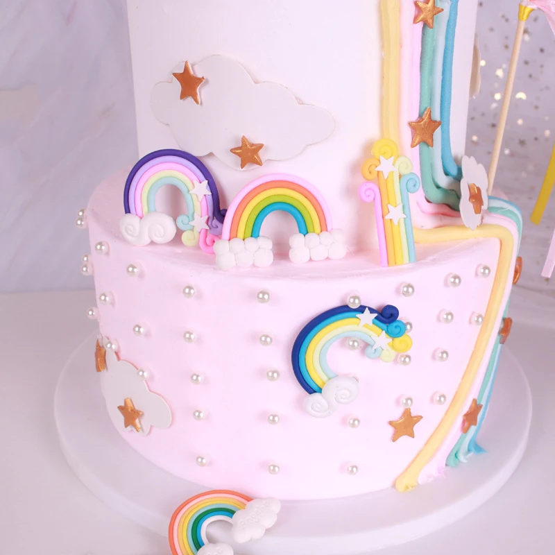 Горячие 3D звезды Радуга облака торт Топпер для свадьбы День рождения торт Топ флаги выпечки DIY украшения поставки