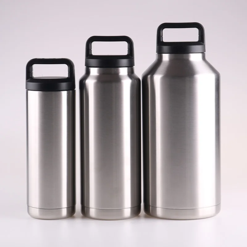 

Large double Wall Stainless Steel Wide Mouth Vacuum Insulated Bottle 18oz/36oz/64oz, Silver