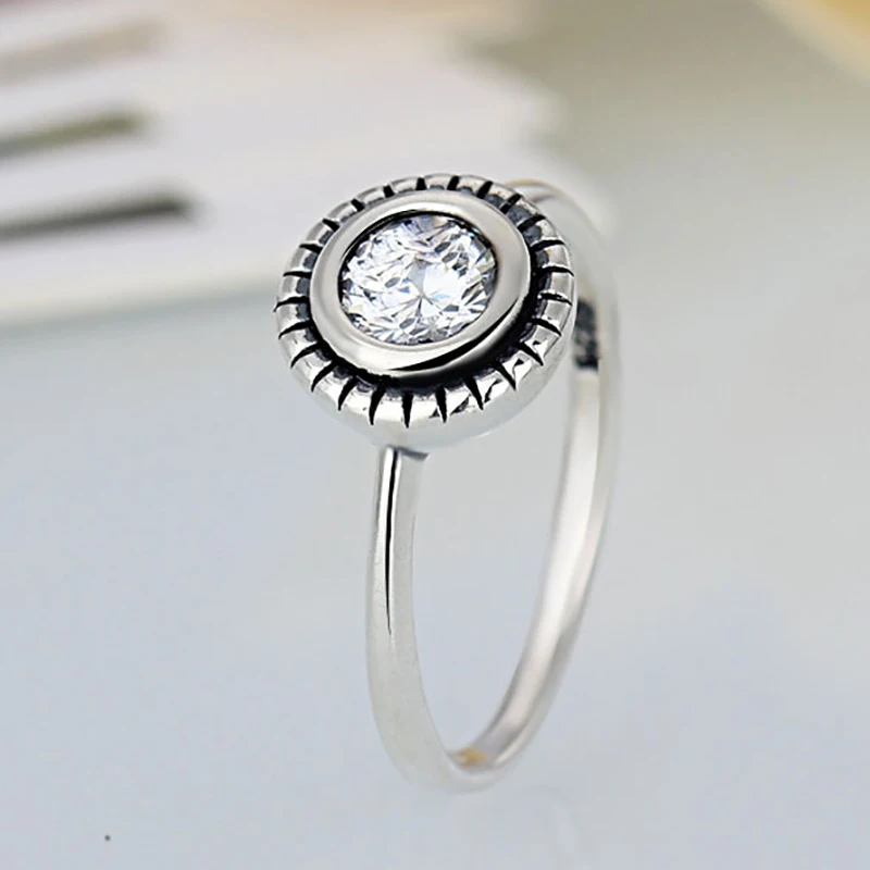 Personality Silver Color Stackable Ring with Clear CZ Finger Original Brand Rings For Women Wedding Jewelry Gift