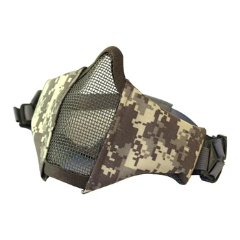

Halloween Hot Airsoft Mask Half Lower Face Metal Steel Net Mesh Mask Hunting Cycling Tactical Protective CS Party Half Face Mask
