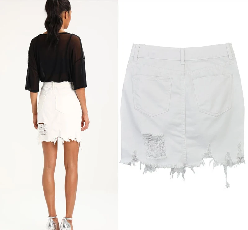 Women's high waist hip half skirt in pure white irregular worn foot tassel spring summer popular wild (5)