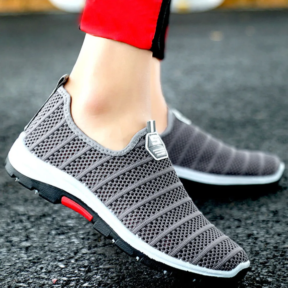 2019 Men's hollow flying woven mesh breathable sneakers lightweight soft bottom non-slip running shoes sneakers platform 40J14 (14)
