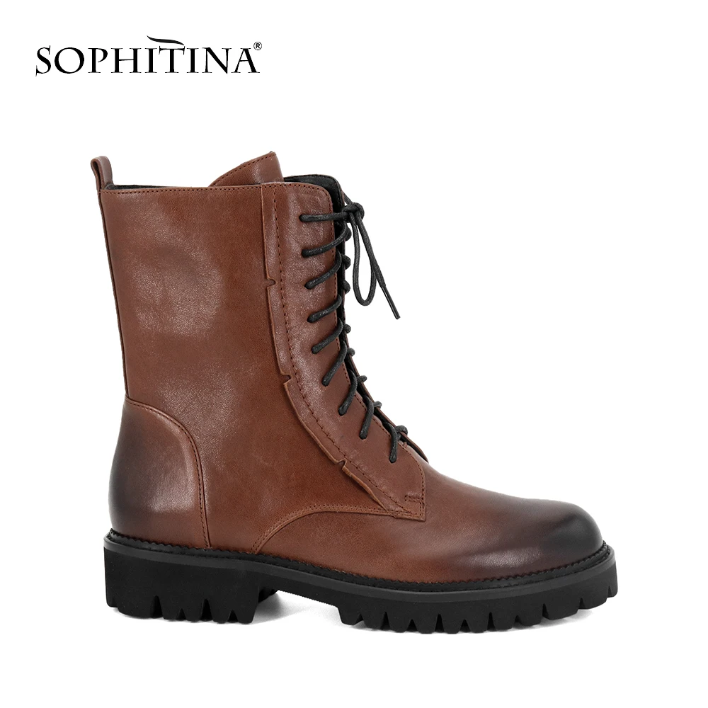 SOPHITINA/Новинка Лидер продаж Женские ботинки в байкерском стиле Удобные однотонные