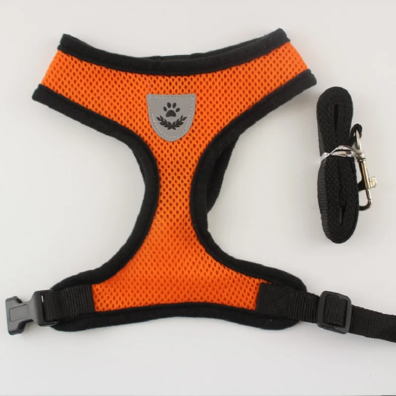 Ошейник шлейка для собак мягкая Выдвижная жилетка питомцев поводок маленьких и