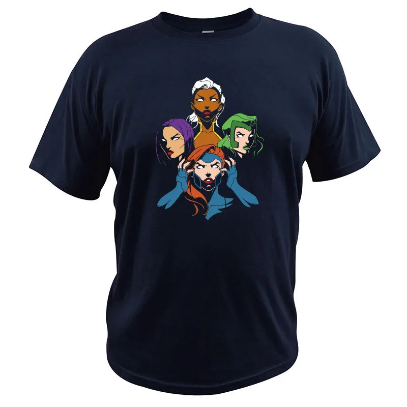 Тёмно-синий Темная Феникс Футболка X-men Polaris Storm Psylocke Супер Женский Герой Хлопок Мода Camisetas Marvel фильм футболка - Цвет: Тёмно-синий