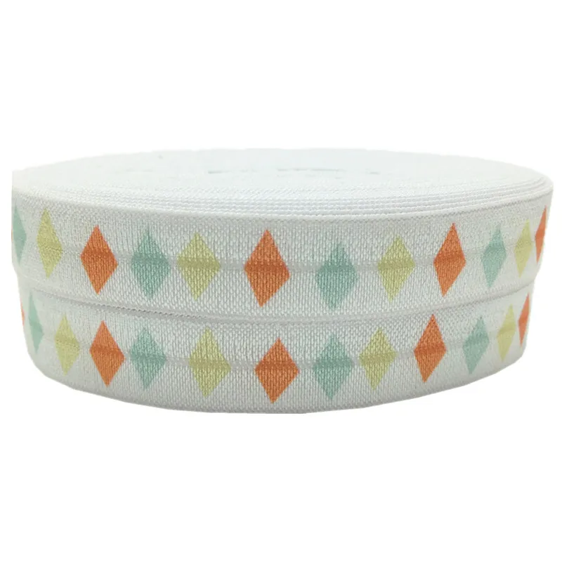 

5 Yards 16mm Color Block Printed fold over elastic bands Sewing Lace trim Apparel Accessories decoration