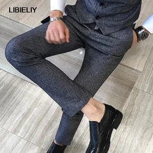 Качественные вечерние Брюки, зимние плотные мужские брюки в британском стиле, деловые повседневные корейские облегающие длинные брюки, мужская одежда 5XL-M