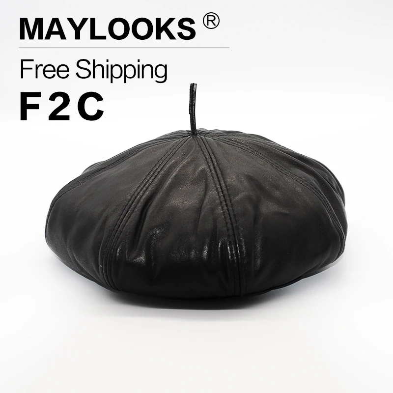 2018 New Promotion Maylooks Novelty Free Shipping Genuine Leather Man's Newsboy Cap Octagonal Hat High Quality Men's For Cs16 |