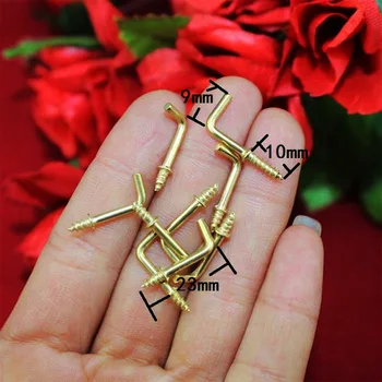 

100Pcs 23*9mm,Right Angle Screw Hook,Light Hook,7 Style Hook, L Style,Sheep Eye Hook,Frame Accessories Screws,Yellow Color