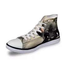 Бесшумный дизайн; повседневные женские кроссовки; обувь на плоской подошве в винтажном стиле с высоким берцем для девочек; Женская Вулканизированная холщовая обувь; серая классная обувь с 3D-принтом для домашних животных