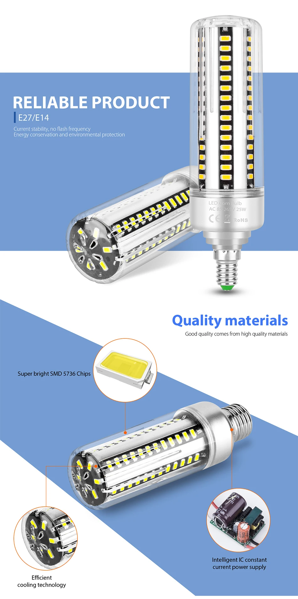 E27 светодиодный светильник 220V E14 светодиодный люстры лампы 5 Вт, 7 Вт, 9 Вт, 12 Вт, 15 Вт, 20 Вт, 25 Вт Светодиодная лампа-кукуруза без мерцания лампада светодиодный энергосберегающий светильник 110V