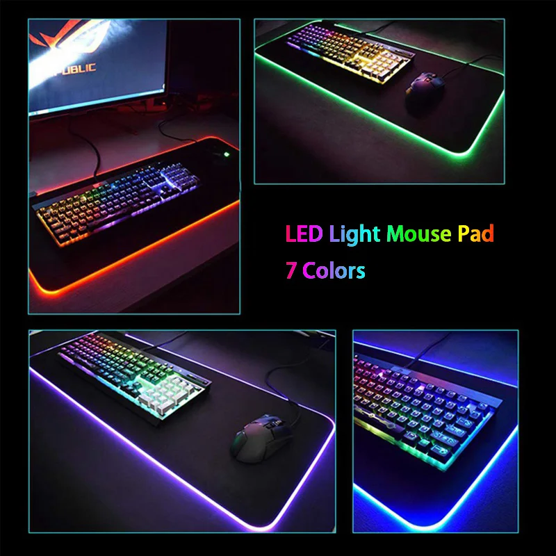 

LED Colorful Large Mouse Pad RGB Gaming Mouse Mat USB Wired LED Extended Glowing Illuminated Keyboard Thicken Non-slip Mousepad