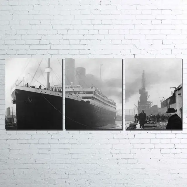 3 Panels Titanic Prints Painting Retro Wall Art Picture for Living Room
