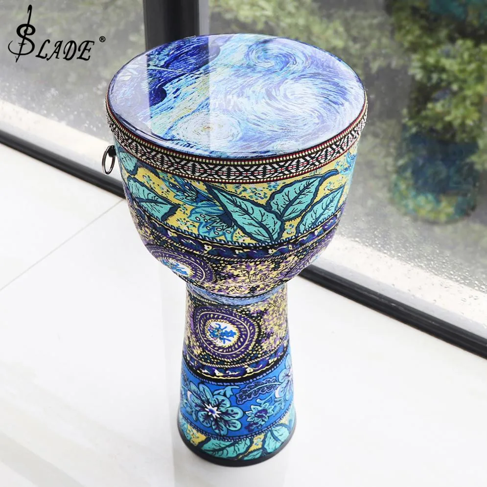 8 Inch Beautiful African Djembe Drum Colorful Cloth Art ABS Barrel PVC Skin for Children Hand Drum Musical Instrument