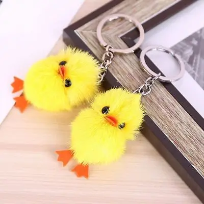 

Imitation Mink Fur Cute Mink Fur Yellow Duck Keychain Animal Key Ring Accessory Hot Sell Gift