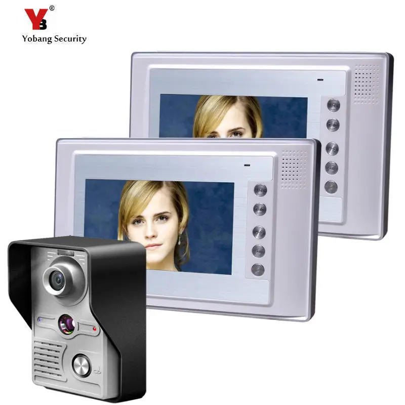 

Yobang Security freeship by 7" Full Color LCD Screen door bell ring smart wired video door phone and Video intercom doorbell