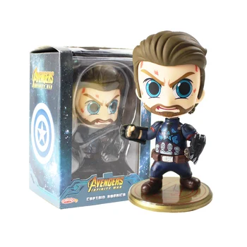 

11cm Avengers Infinity War Captain America Q Version Bobble Head Decoration Doll PVC Action Figure Collectible Model Toy Gift