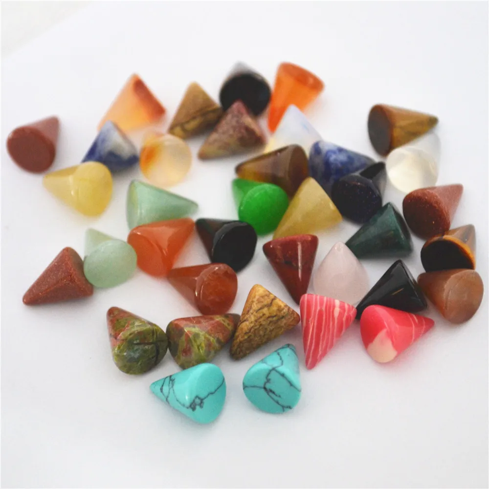 

Fashion Assorted 8x10mm Natural Stone Tapered Cone Shape Cab Cabochon Mixed Color Beads For Jewelry Making Wholesale 50Pcs