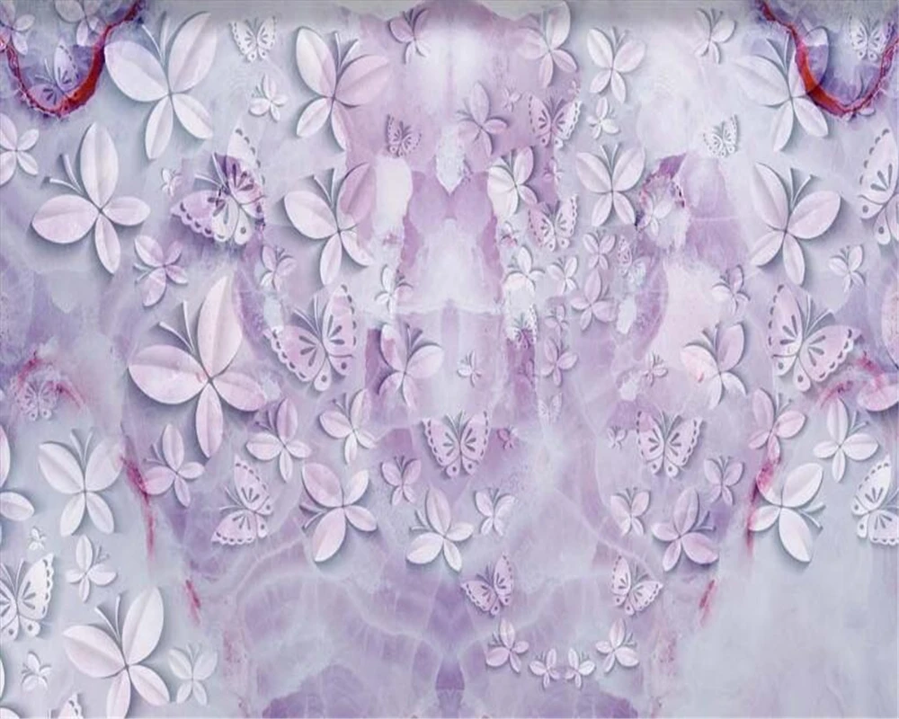 Beibehang 3d Wallpaper Beautiful Butterfly Purple Marble Texture Background Decoration Painting Room Bedroom Tv Background Mural Marble Texture Background Tv Background3d Wallpaper Aliexpress