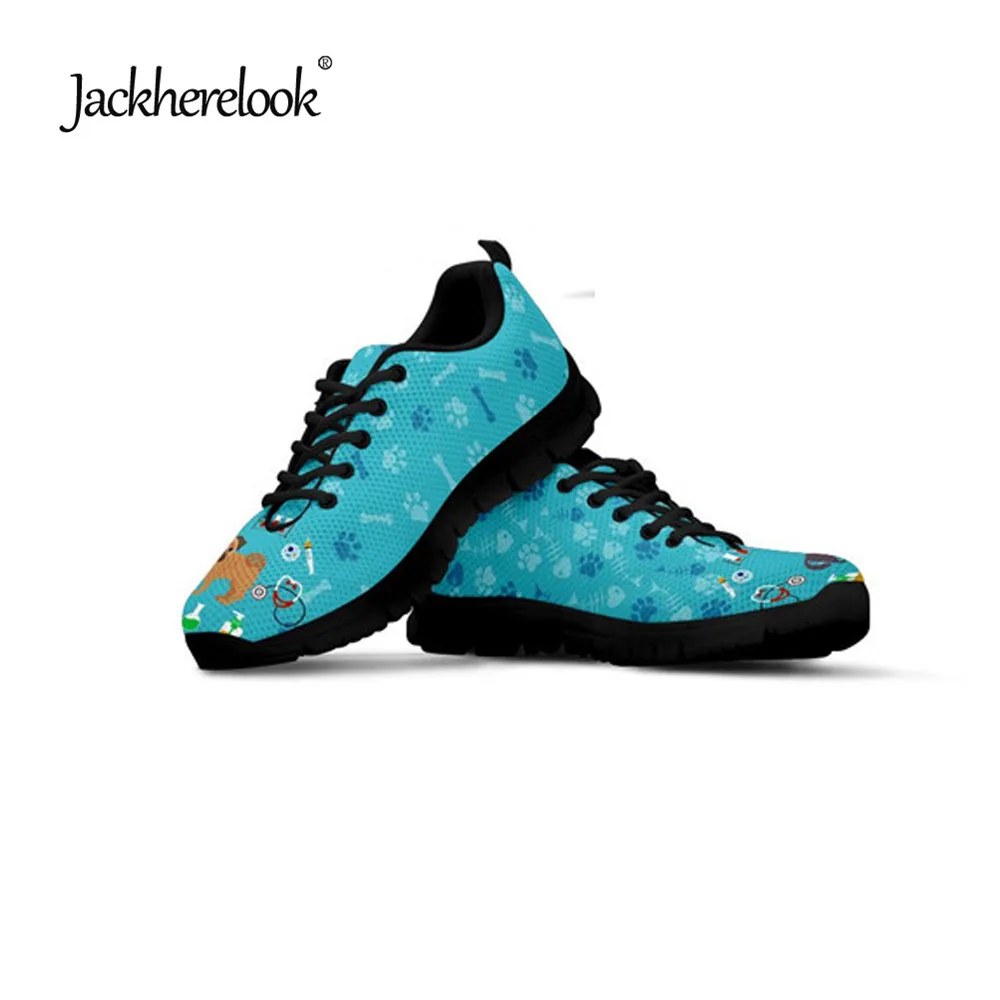 

Jackherelook Flats Cartoon 3D Veterinarian/VET Prints Women Casual Flats Shoes Woman Leisure Lace-up Mesh Ladies Sapato Feminino