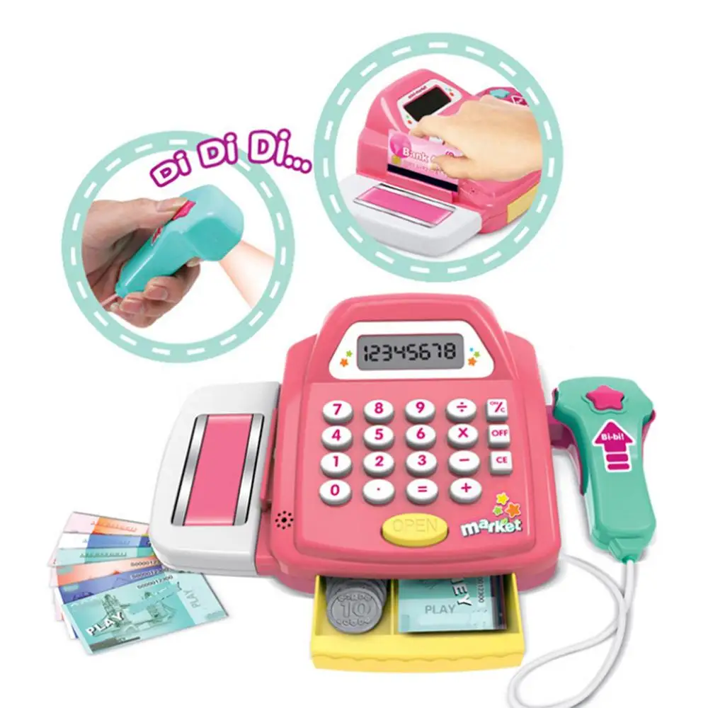 

Kids Supermarket Cash Register Electronic Toys with Foods Money Children Learning Education Pretend Play Set Best Christmas Gift