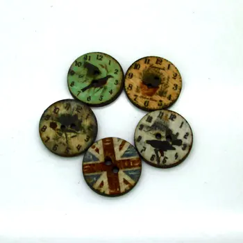 

50pcs Mixed Round Wooden Sewing Buttons For Clothing Needlework Scrapbooking Wood Botones Decorative Crafts Diy Accessories