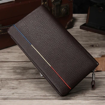

Luxury Wallets Men Genuine Leather Long Zipper Coin Purse for Men Clutch Business Male Wallet Vintage Large Money Bag Wallet