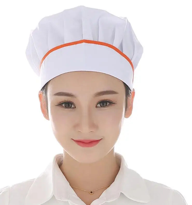 Chef Hat Female Kitchen Sanitation Cap Canteen Restaurant Food Bakery Baking Ventilation hat hotel uniform chefs hat - Цвет: Оранжевый