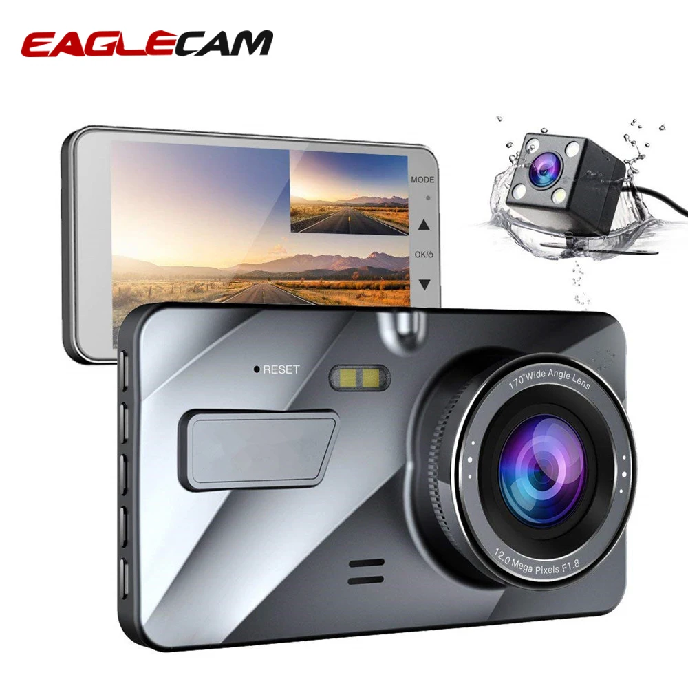 Видеорегистратор 4 &quotips с двумя объективами для автомобиля FHD 1080P камера на