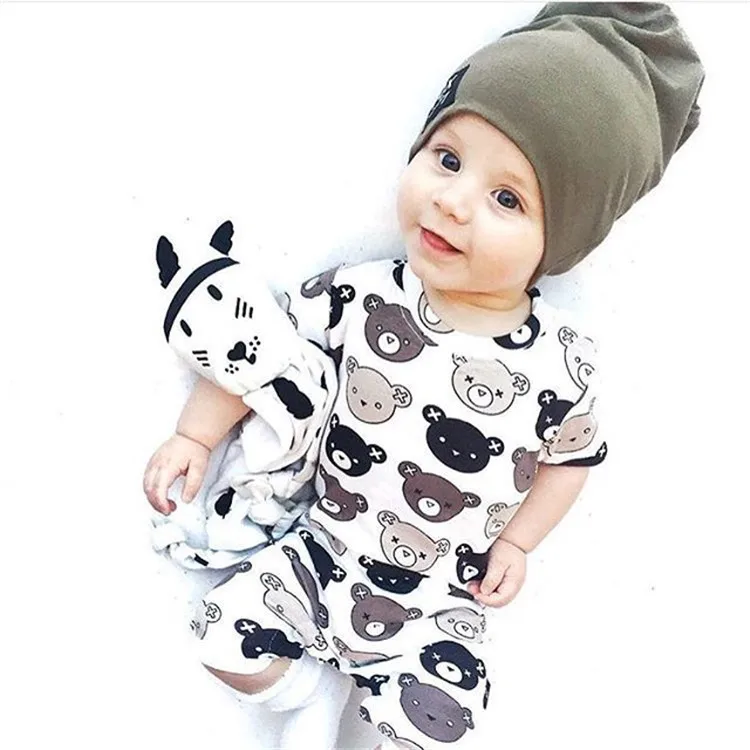 

Newborn Baby Romper Cute Bear Printed 2017 Summer Infant boys girls short sleeve One Piece Jumpsuit Outfit Christmas Clothes