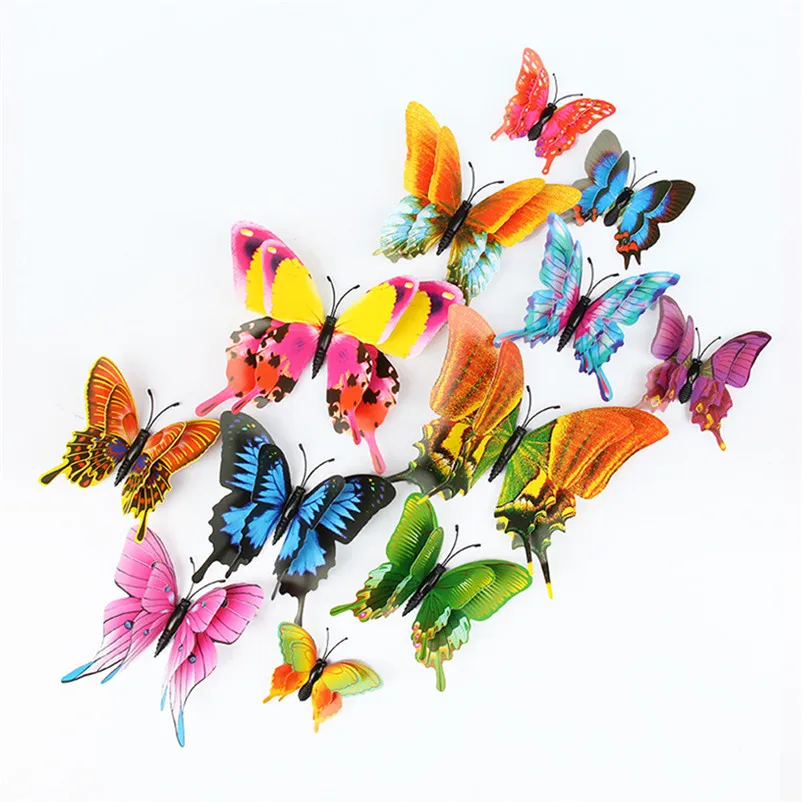 12x 3D Butterfly Wall Sticker Fridge Magnet Room Wall-papers Decorations Fashion Decor Decal Applique Wall Stickers N22 (3)