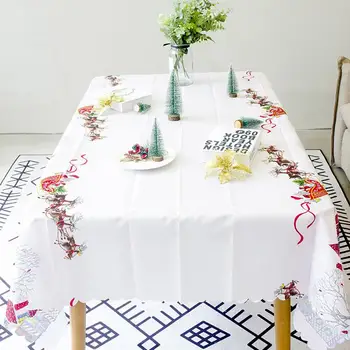 

150x180cm New Year Christmas Tablecloth Kitchen Dining Table Decorations Home Rectangular Party Table Covers Christmas Ornament