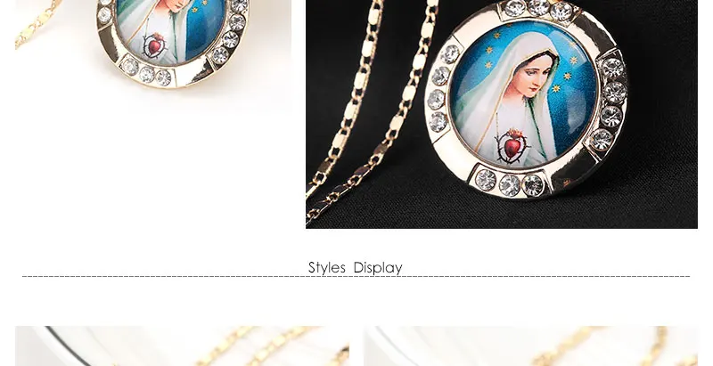 CWEEL Jesus Cross Necklaces Pendant Virgin Mary Mens Necklace Women Long Ethnic Statement Bead Christmas Jewelry Necklaces (3)