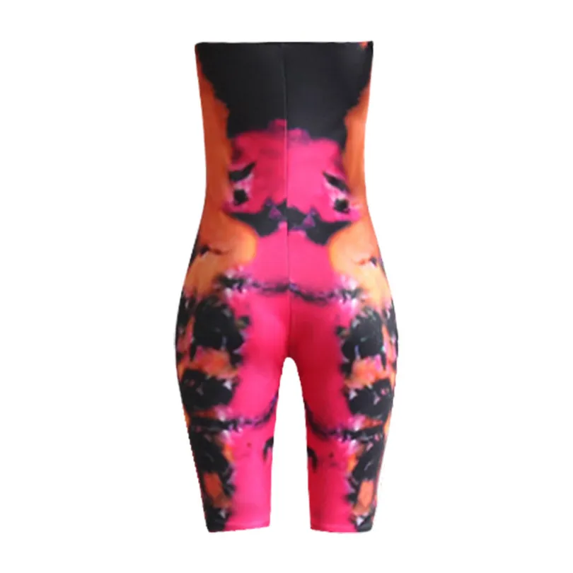 New Women Summer Casual Print One shoulder Halter Sleeveless One-piece Trousers Playsuit Sports Athletics Dropshipping #4A29 (8)