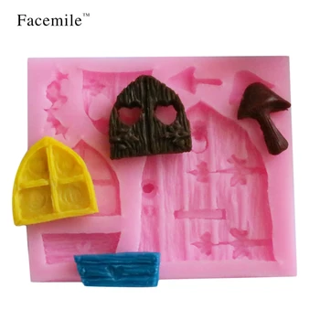 

House Theme Window Door Flower Leaf Mushroom Silicone Cake Biscuit Fondant Cookie Chocolate Mold Cake Decoration