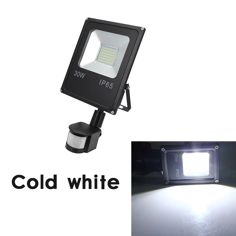 Открытый светильник ing Светодиодный прожектор светильник мощностью 10 Вт, 20 Вт, 30 Вт, 50 Вт Светодиодный точечный светильник Светодиодный отражатель лампы с движения Сенсор PIR AC 220 V-240 V - Испускаемый цвет: Cold white