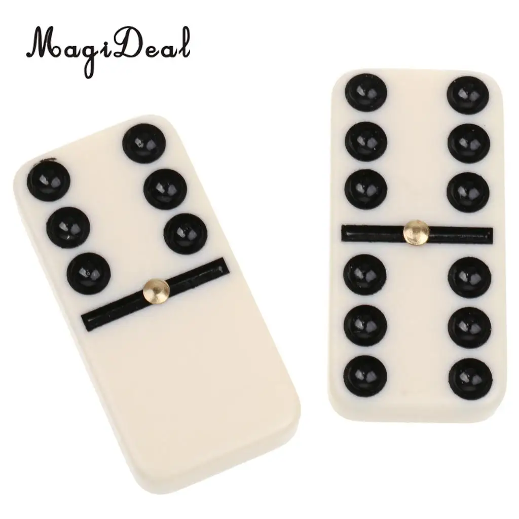 MagiDeal 1Set Double Six Dominoes Traditional Board Travel Game Puzzle Toy Bamboo Box for Kids Adult Party Club Classic Gifts