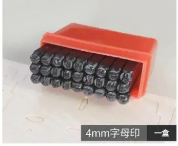 Alphabet 4mm Кожаные буквы цифры Цифровые инструменты ремесло резная печать Воловья Кожа DIY Кожевенная печать коробка Письмо Алфавит удар инструмент - Цвет: Alphabet 4mm