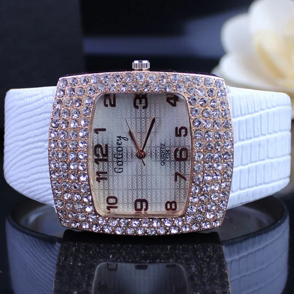 Брендовые женские элегантные часы-браслет Для женщин модные стразы квадратный циферблат Кварцевые часы Для женщин Reloj Mujer новые часы Relogio