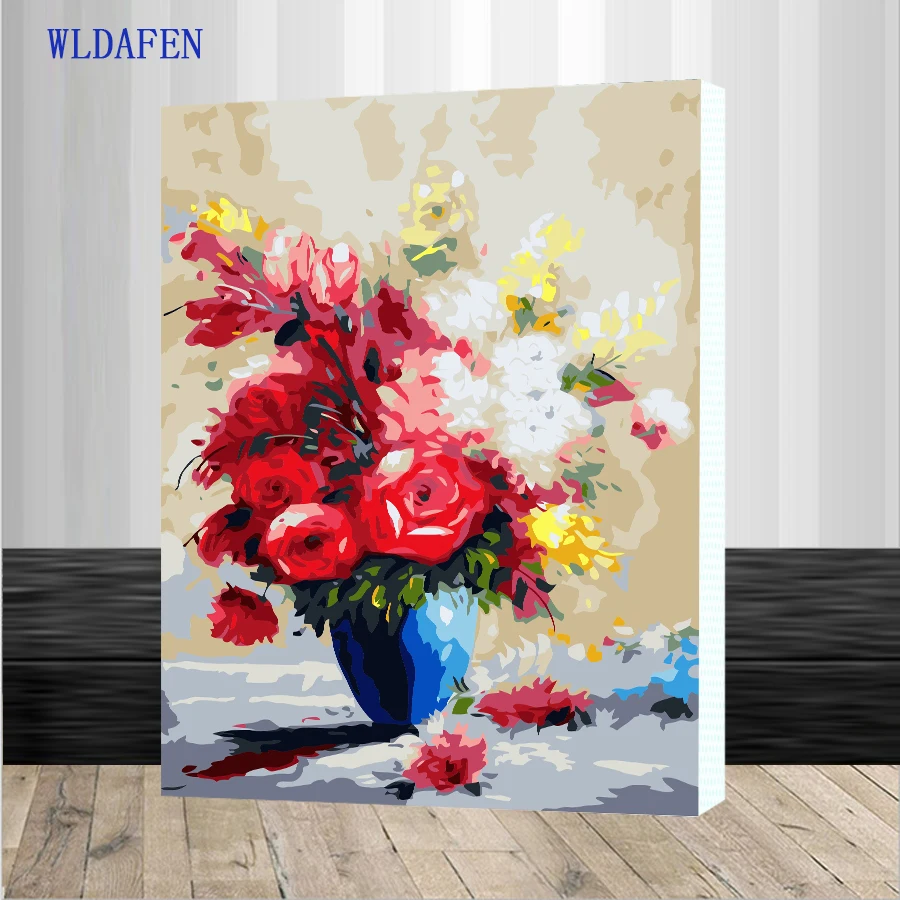 Framed Picture Vintage Flower DIY Painting By Numbers Europe Hand
