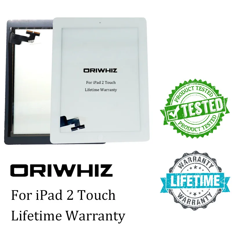 

ORIWHIZ New Arrival High Quality Digitizer For iPad 2 Touch Screen Assembly With 3M Adhesive Without Home Button Black and White